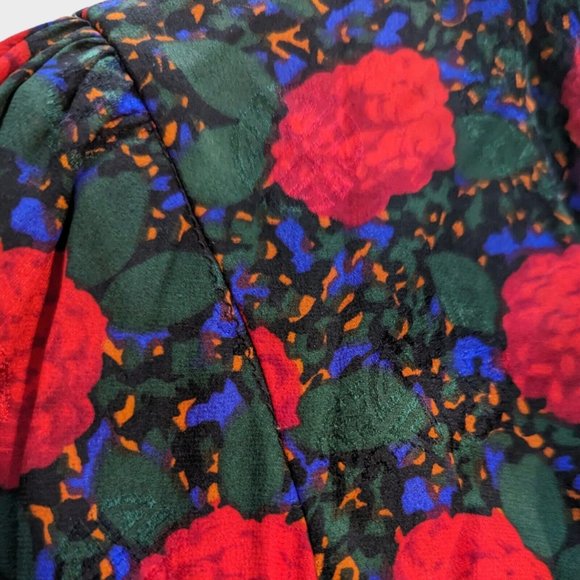Vintage Floral Print Retro Silky Feel Blouse Size Small - Picture 5 of 5